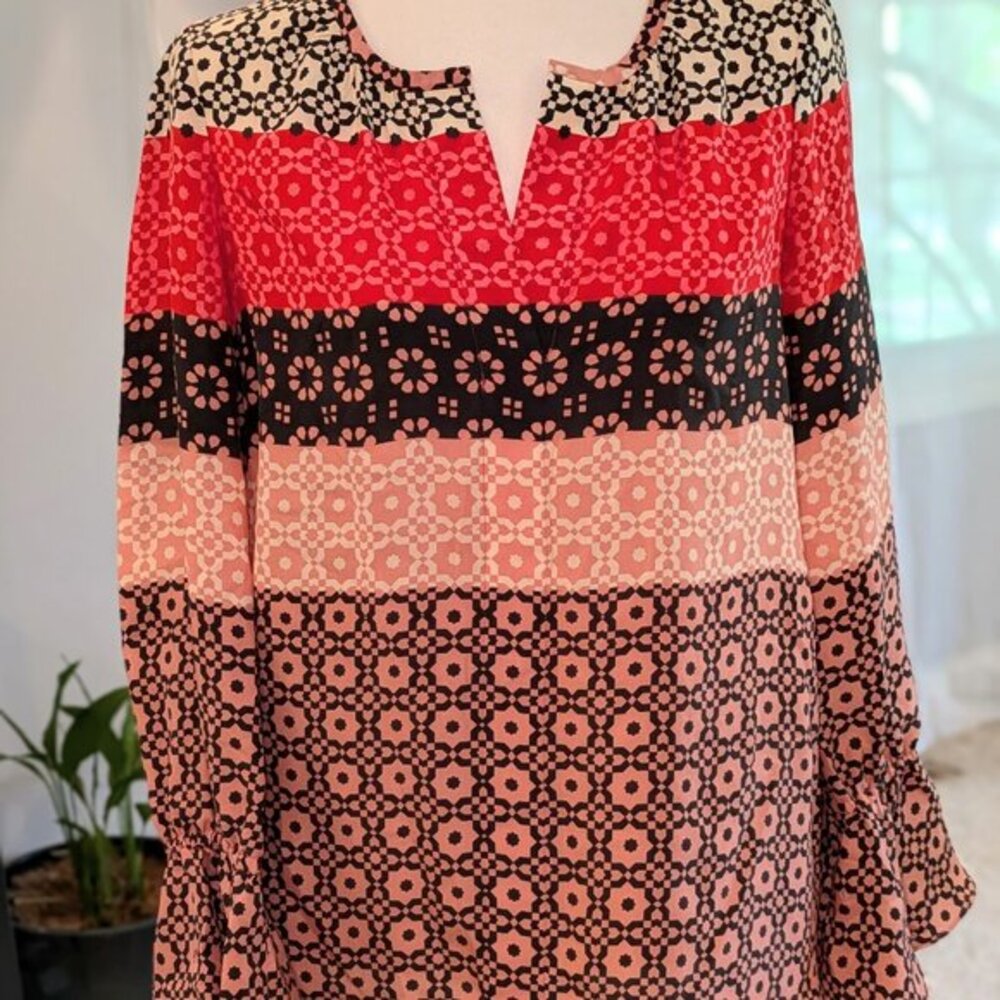 DEREK LAM 10 CROSBY 100% silk bell sleeve‎ blouse, Sz 2